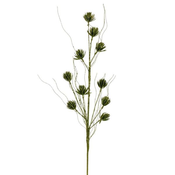 30" Artificial Lime Mini Flower Glitter Spray (6 Pack)