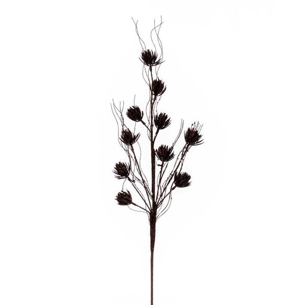 30" Artificial Chocolate Mini Flower Glitter Spray (6 Pack)
