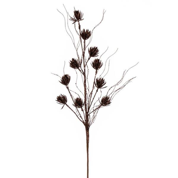 30" Artificial Mocha Mini Flower Glitter Spray (6 Pack)