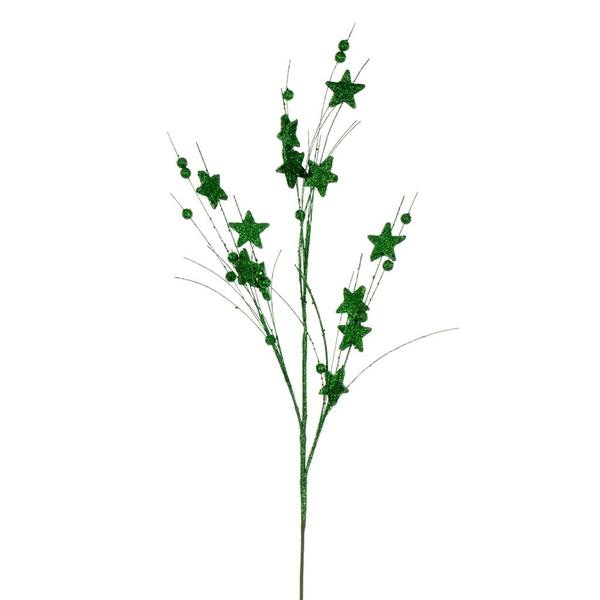 33" Artificial Green Star and Ball Glitter Spray (6 Pack)