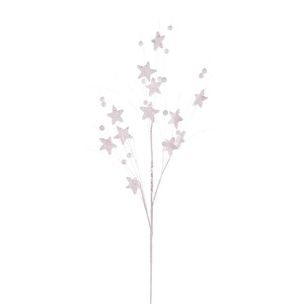 33" Artificial White Star and Ball Glitter Spray (6 Pack)