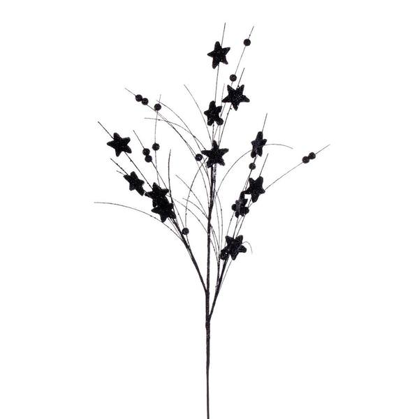 33" Artificial Black Star and Ball Glitter Spray (6 Pack)