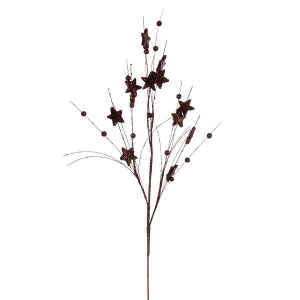33" Artificial Chocolate Star and Ball Glitter Spray (6 Pack)