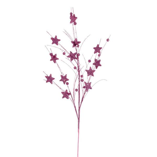 33" Artificial Pink Star and Ball Glitter Spray (6 Pack)