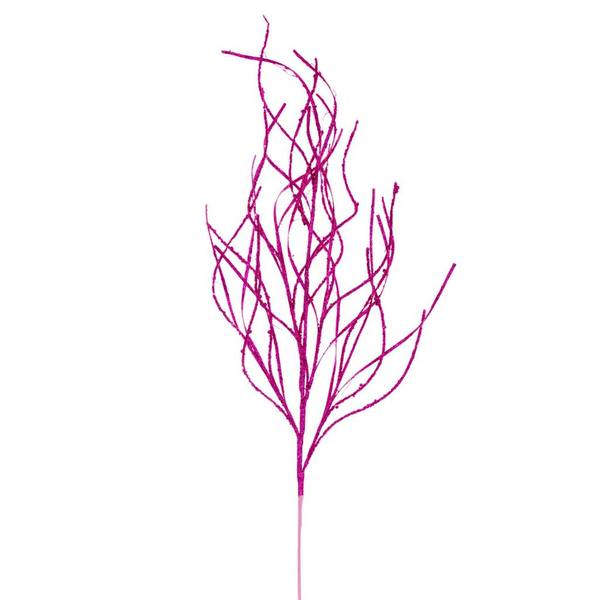40" Artificial Hot Pink Berry Cluster Wavy Glitter Spray (4 Pack)