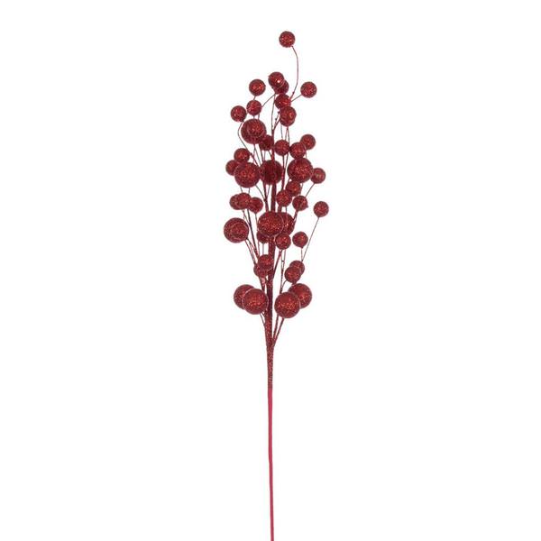 27" Artificial Red Multi Ball Glitter Spray (4 Pack)