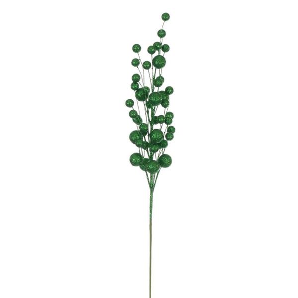27" Artificial Green Multi Ball Glitter Spray (4 Pack)