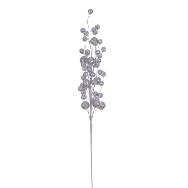 27" Artificial Silver Multi Ball Glitter Spray (4 Pack)