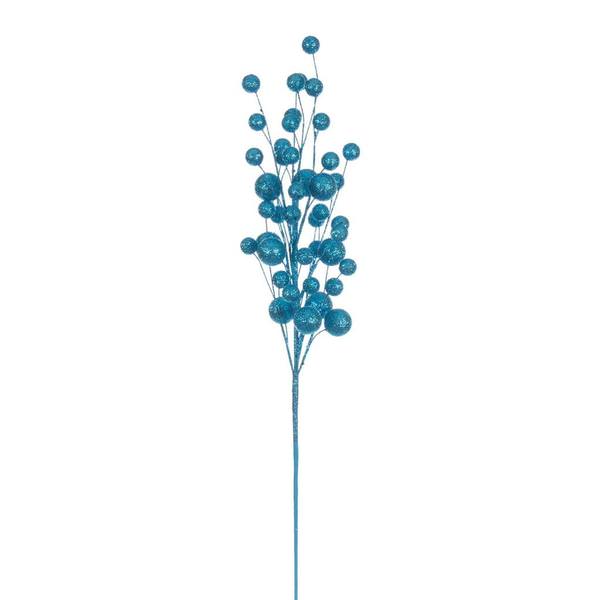 27" Artificial Turquoise Multi Ball Glitter Spray (4 Pack)