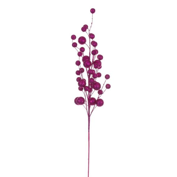 27" Artificial Hot Pink Multi Ball Glitter Spray (4 Pack)