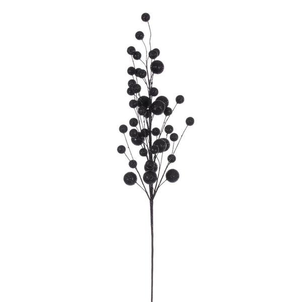 27" Artificial Black Multi Ball Glitter Spray (4 Pack)