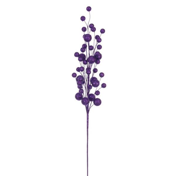 27" Artificial Purple Multi Ball Glitter Spray (4 Pack)