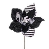 Vickerman 11" Black / White Striped Spray (6 Pack)