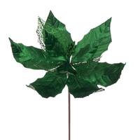 Vickerman 11" Green Velvet Glitter Mesh Poinsettia Spray (6 Pack)