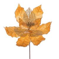 Vickerman 11" Gold Velvet Glitter Mesh Poinsettia Spray (6 Pack)