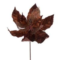 Vickerman 11" Mocha Velvet Glitter Mesh Poinsettia Spray (6 Pack)
