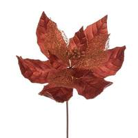 Vickerman 11" Copper Velvet Glitter Mesh Poinsettia Spray (6 Pack)