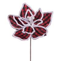 Vickerman 11" Black / Red Plaid White Lined Spray (6 Pack)