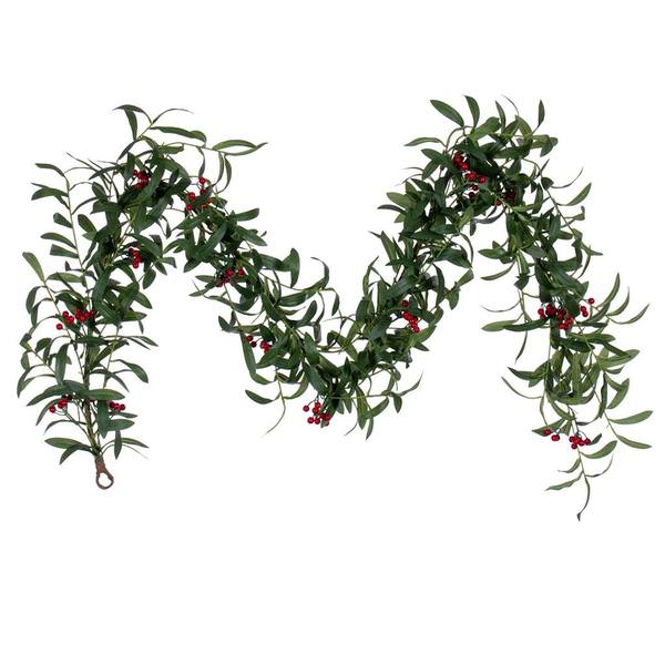 6' Artificial Red Berry and Mistletoe Garland 