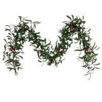 Vickerman 6' Artificial Red Berry and Mistletoe Garland 