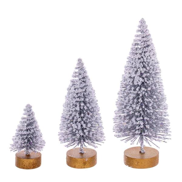 3" / 5" / 7" Frosted Silver Sisal Bottle Brush Tree Set (3 Pack)