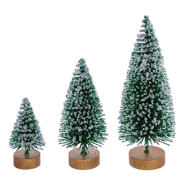 3" / 5" / 7" Frosted Emerald Sisal Bottle Brush Tree Set (3 Pack)
