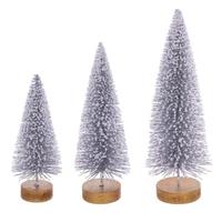 Vickerman 8" / 10" / 12" Frosted Silver Sisal Bottle Brush Tree Set (3 Pack)