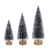 Vickerman 8" / 10" / 12" Frosted Black Sisal Bottle Brush Tree Set (3 Pack)