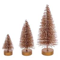 Vickerman 3" / 5" / 7" Frosted Champagne Sisal Bottle Brush Tree Set (3 Pack)