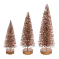 Vickerman 8" / 10" / 12" Frosted Champagne Sisal Bottle Brush Tree Set (3 Pack)