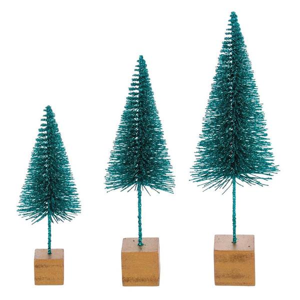 8" / 10" / 12" Teal Sisal Bottle Brush Tree Set (3 Pack)
