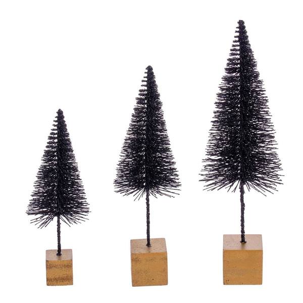 8" / 10" / 12" Black Sisal Bottle Brush Tree Set (3 Pack)
