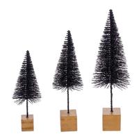 Vickerman 8" / 10" / 12" Black Sisal Bottle Brush Tree Set (3 Pack)