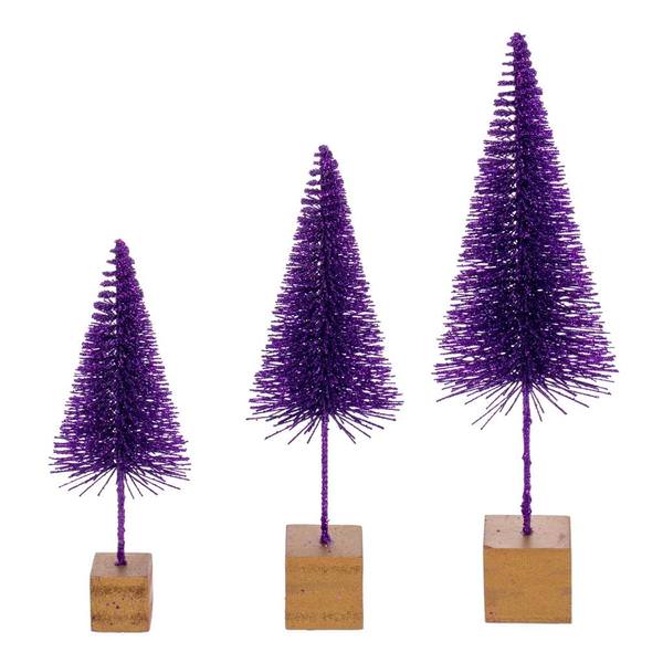 8" / 10" / 12" Plum Sisal Bottle Brush Tree Set (3 Pack)