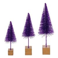 Vickerman 8" / 10" / 12" Plum Sisal Bottle Brush Tree Set (3 Pack)