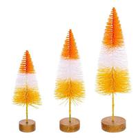 Vickerman 8" / 10" / 12" Frosted Orange / White / Yellow Sisal Bottle Brush Tree Set (3 Pack)