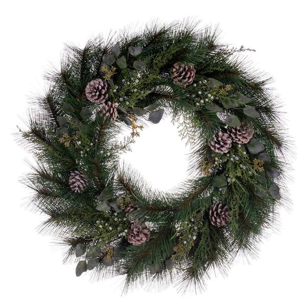 30" Artificial Mixed Foliage with Pinecone Wreath