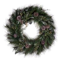 Vickerman 30" Artificial Mixed Foliage with Pinecone Wreath