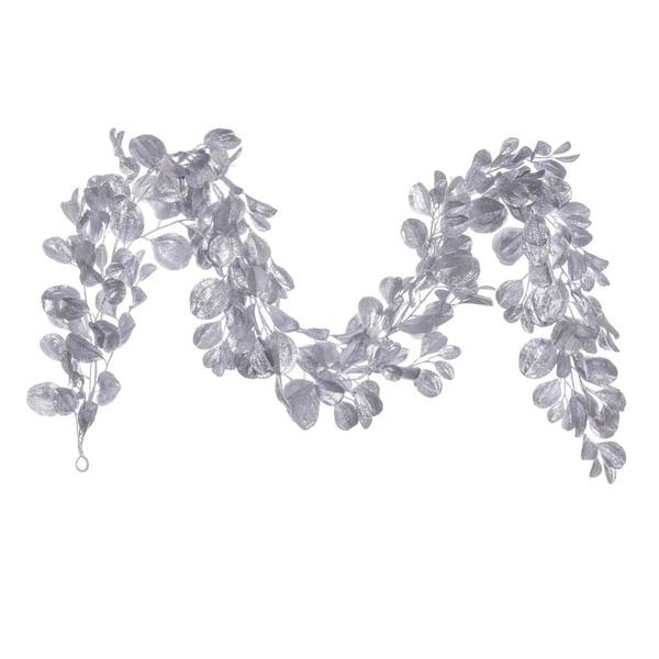 72" Artificial Silver Dogwood Glitter Garland