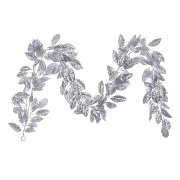 72" Artificial Silver Gardenia Glitter Garland