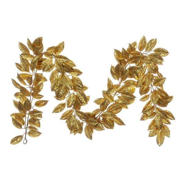 72" Artificial Gold Gardenia Glitter Garland