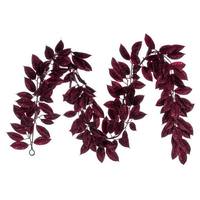Vickerman 72" Artificial Burgundy Gardenia Glitter Garland