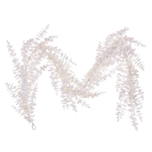 72" Artificial White Eucalyptus Snowy Garland