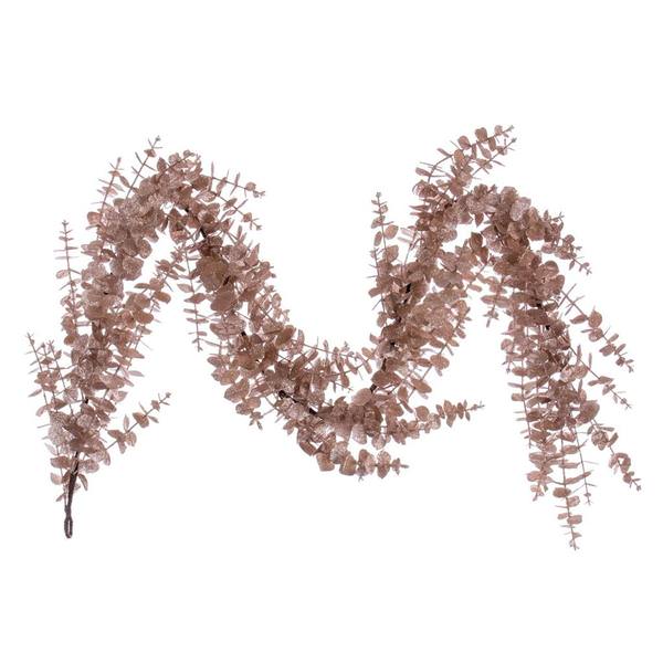 72" Artificial Cafe Latte Eucalyptus Glitter Garland