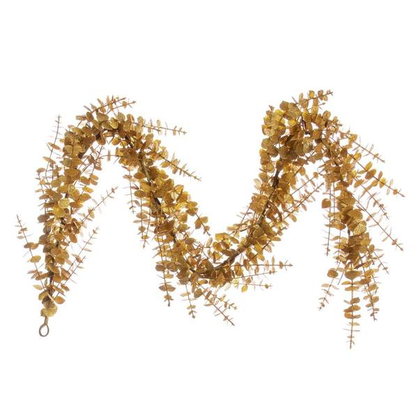 72" Artificial Gold Eucalyptus Glitter Garland