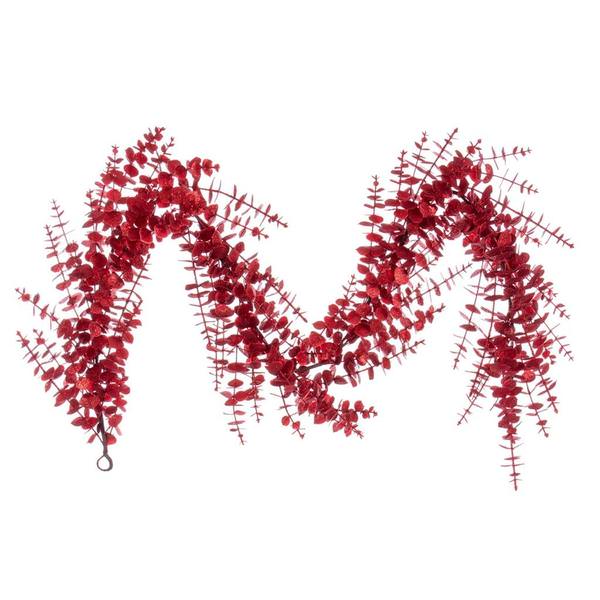 72" Artificial Artificial Red Eucalyptus Snowy Garland