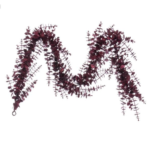 72" Artificial Burgundy Eucalyptus Snowy Garland