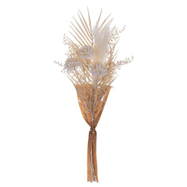 23" Artificial Cream Straw Flower Pampas Grass Palm Fern Bouquet