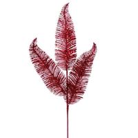 Vickerman 24.5" Artificial Burgundy Feather Fern Glitter Spray (6 Pack)