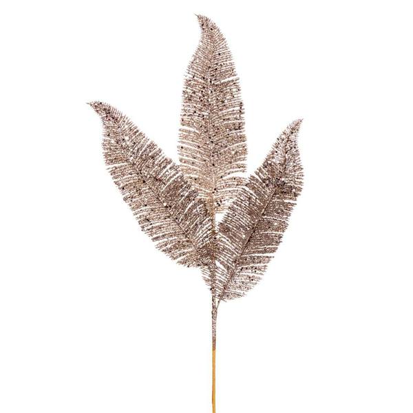24.5" Artificial Champagne Feather Fern Glitter Spray (6 Pack)